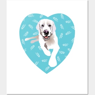 English Cream Golden Retriever Dog Love Heart Posters and Art